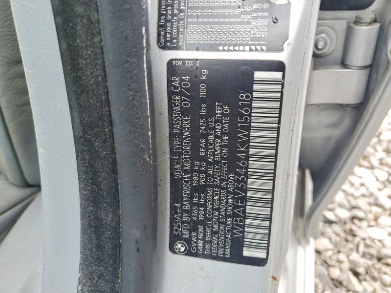 54403156 :رقم المزاد ، WBAEV33464KW15618 vin ، 2004 Bmw 325 مزاد بيع