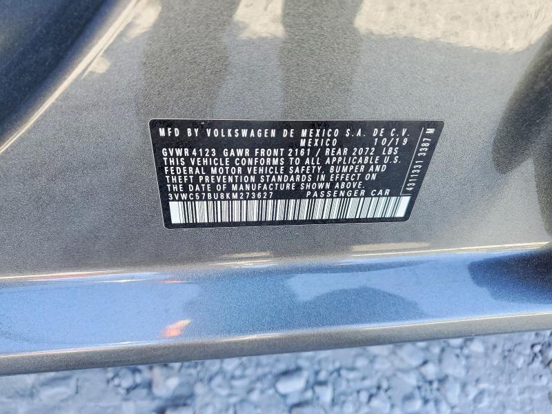 Продаж на аукціоні авто 2019 Volkswagen Jetta, vin: 3VWC57BU8KM273627, номер лоту: 52040906