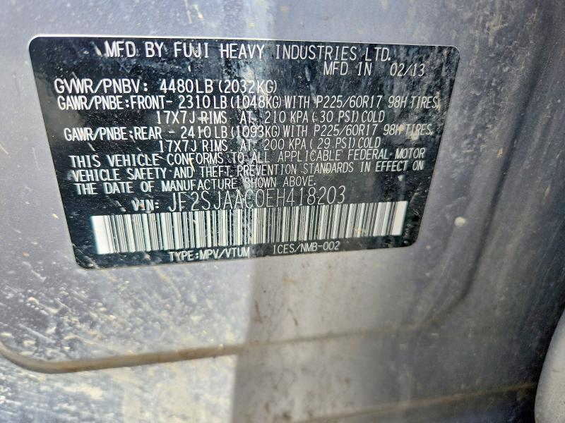 Продаж на аукціоні авто 2014 Subaru Forester, vin: JF2SJAAC0EH418203, номер лоту: 54541366