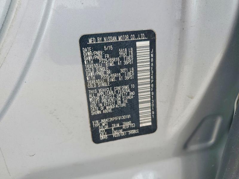 Aukcja sprzedaży 2015 Nissan Quest, vin: JN8AE2KP6F9130191, numer aukcji: 55009066