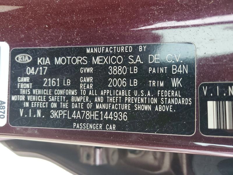 Продажа на аукционе авто 2017 Kia Forte, vin: 3KPFL4A78HE144936, номер лота: 54979316
