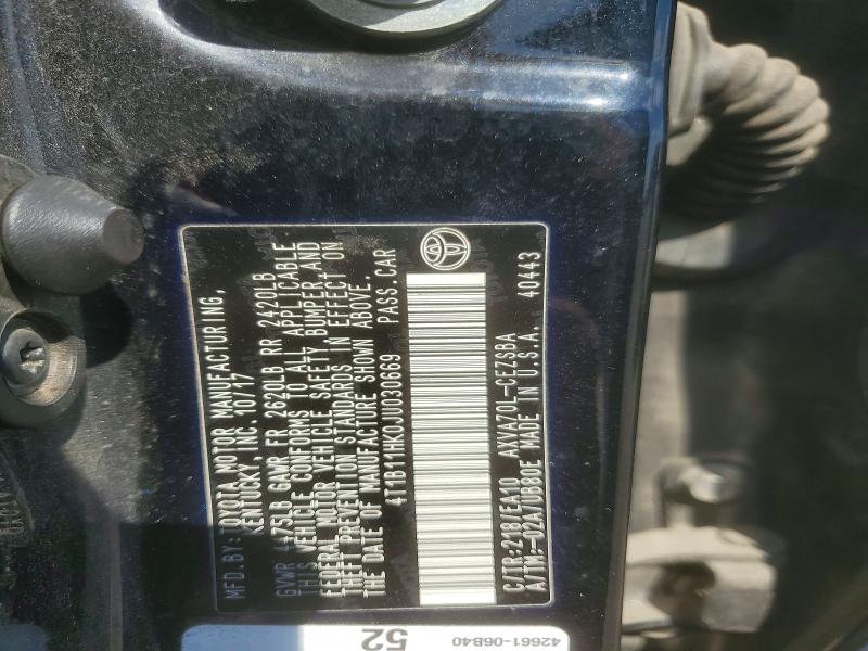 Продаж на аукціоні авто 2018 Toyota Camry, vin: 4T1B11HK0JU030669, номер лоту: 53981566