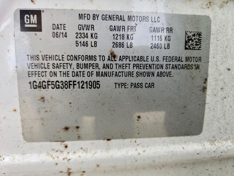 Aukcja sprzedaży 2015 Buick Lacrosse, vin: 1G4GF5G38FF121905, numer aukcji: 51869806