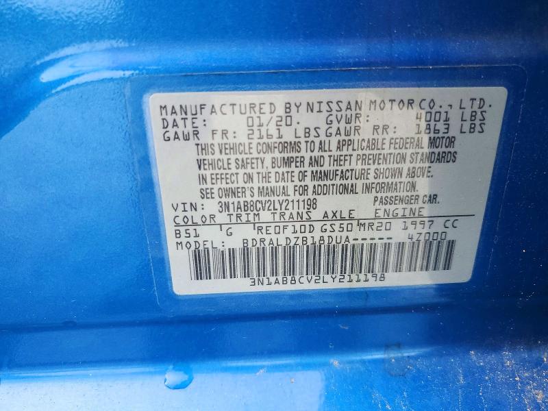 55162286 :رقم المزاد ، 3N1AB8CV2LY211198 vin ، 2020 Nissan Sentra مزاد بيع
