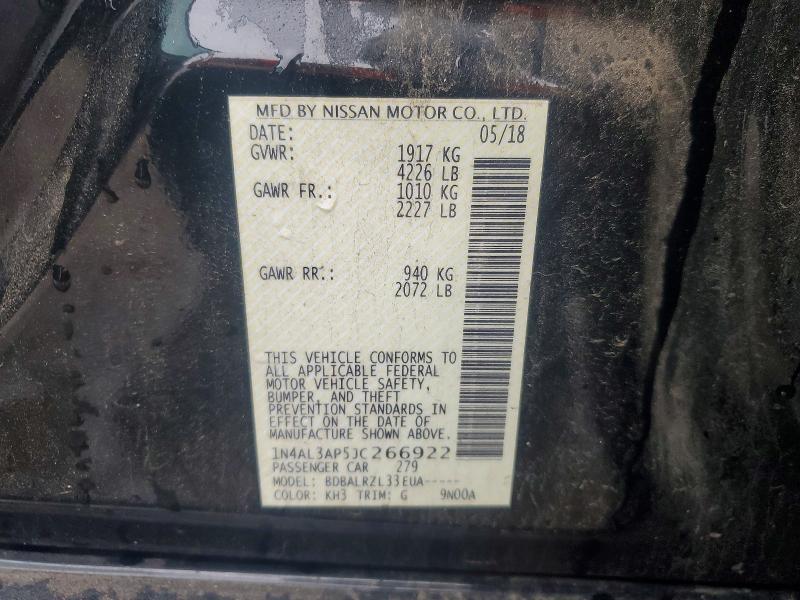Aukcja sprzedaży 2018 Nissan Altima, vin: 1N4AL3AP5JC266922, numer aukcji: 52822846
