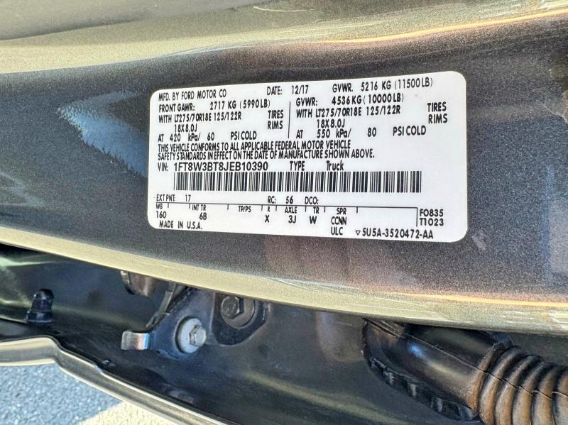 Auction sale of the 2018 Ford F350, vin: 1FT8W3BT8JEB10390, lot number: 53475376