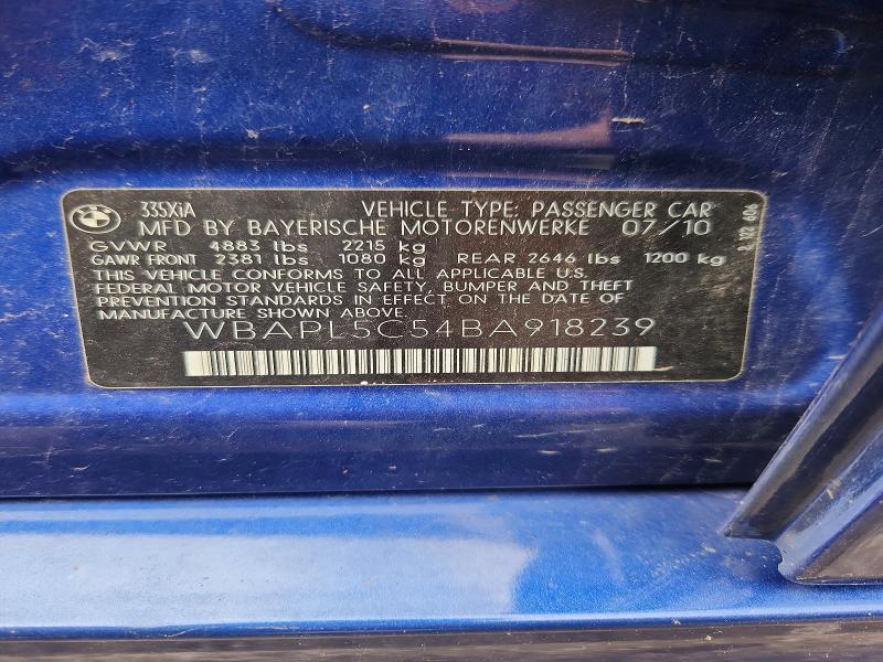 2011 Bmw 335 მანქანა იყიდება აუქციონზე, vin: WBAPL5C54BA918239, აუქციონის ნომერი: 52373236