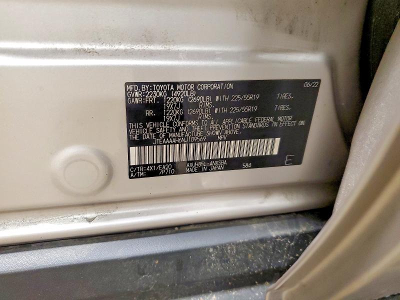 54100926 :رقم المزاد ، JTEAAAAH6NJ109569 vin ، 2022 Toyota Venza مزاد بيع