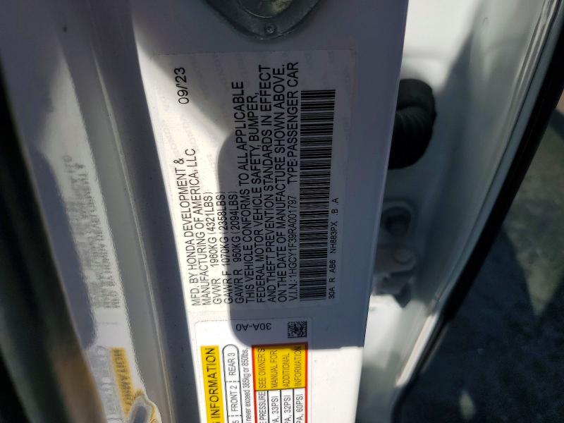 Aukcja sprzedaży 2024 Honda Accord, vin: 1HGCY1F39RA001797, numer aukcji: 52376216