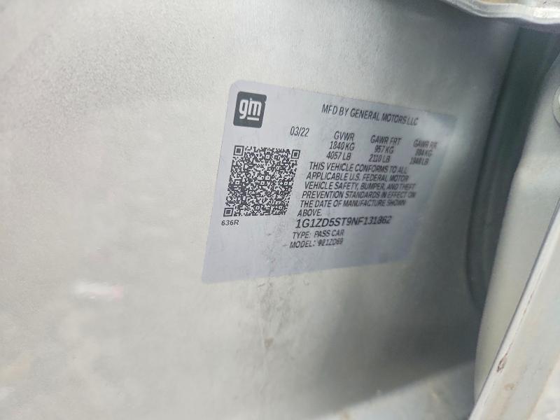 Aukcja sprzedaży 2022 Chevrolet Malibu, vin: 1G1ZD5ST9NF131862, numer aukcji: 52186986