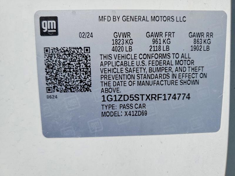 Продажа на аукционе авто 2024 Chevrolet Malibu, vin: 1G1ZD5STXRF174774, номер лота: 52578136