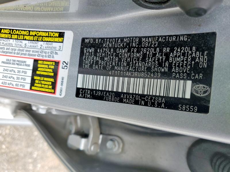 Продаж на аукціоні авто 2024 Toyota Camry, vin: 4T1T11AK3RU852439, номер лоту: 53180236