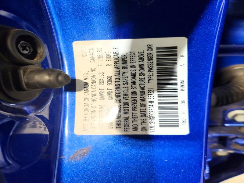 54764336 :رقم المزاد ، 2HGFC2F54HH557521 vin ، 2017 Honda Civic مزاد بيع