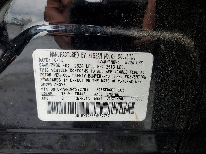 53034606 :رقم المزاد ، JN1BV7AR3FM392797 vin ، 2015 Infiniti Q50 مزاد بيع