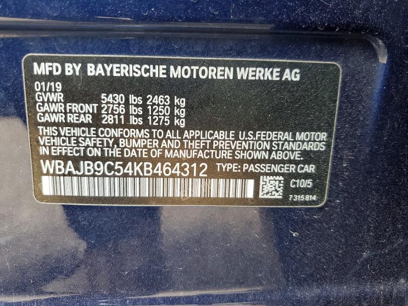 Aukcja sprzedaży 2019 Bmw M550xi, vin: WBAJB9C54KB464312, numer aukcji: 53602506
