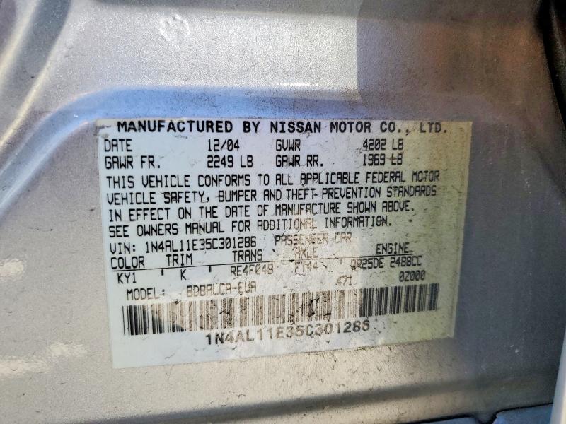 Продажа на аукционе авто 2005 Nissan Altima, vin: 1N4AL11E35C301286, номер лота: 53628106