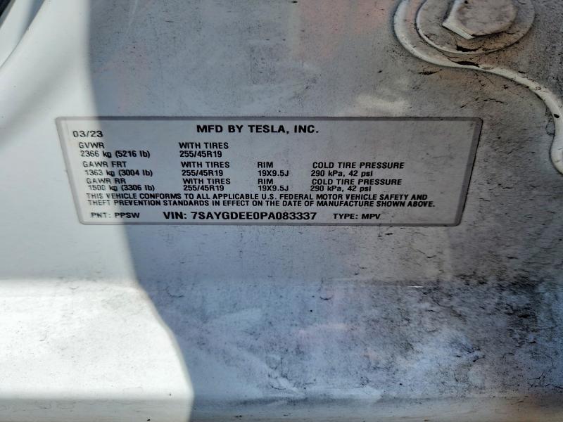 Продаж на аукціоні авто 2023 Tesla Model Y, vin: 7SAYGDEE0PA083337, номер лоту: 54985296