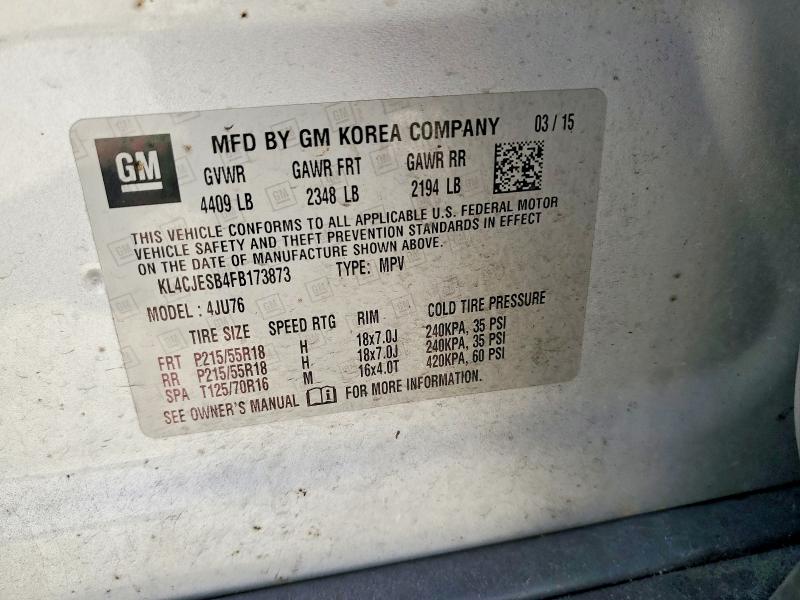 53220726 :رقم المزاد ، KL4CJESB4FB173873 vin ، 2015 Buick Encore مزاد بيع