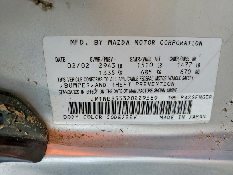 Продажа на аукционе авто 2002 Mazda Mx-5 Miata, vin: JM1NB353320229389, номер лота: 54592416