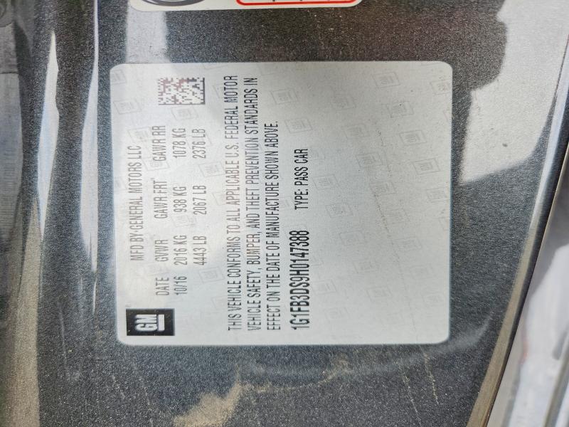 51905296 :رقم المزاد ، 1G1FB3DS9H0147388 vin ، 2017 Chevrolet Camaro مزاد بيع