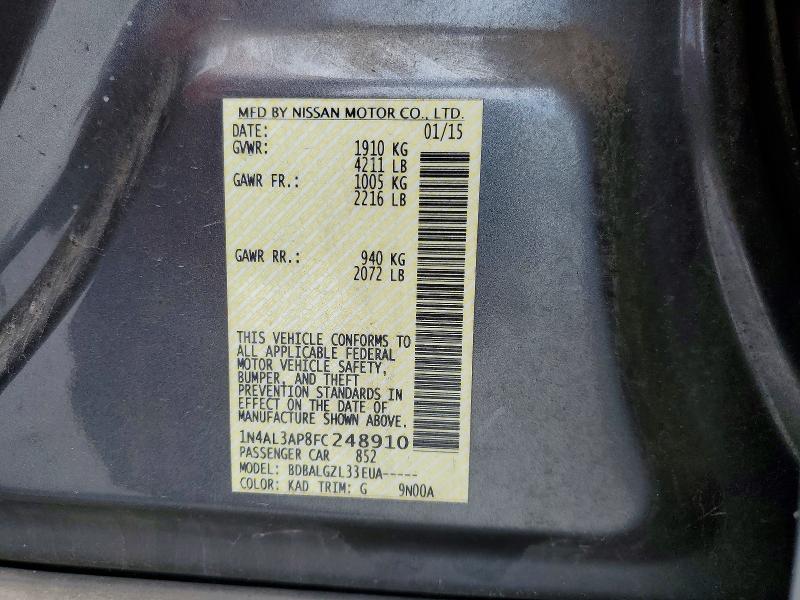 Продаж на аукціоні авто 2015 Nissan Altima, vin: 1N4AL3AP8FC248910, номер лоту: 54122986