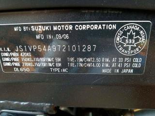 Продаж на аукціоні авто 2007 Suzuki Dl650, vin: JS1VP54A972101287, номер лоту: 55247796