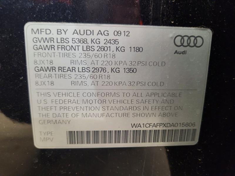 53512776 :رقم المزاد ، WA1CFAFPXDA015606 vin ، 2013 Audi Q5 مزاد بيع