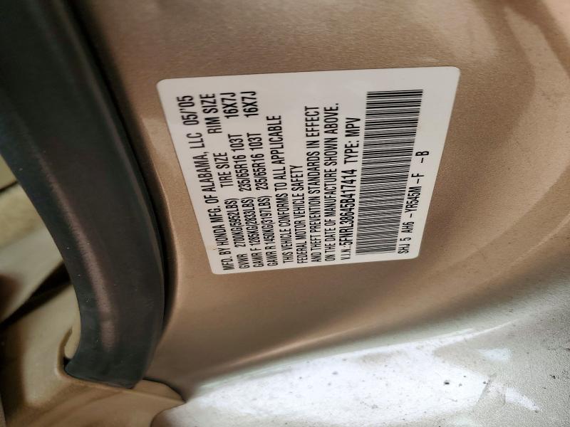 2005 Honda Odyssey მანქანა იყიდება აუქციონზე, vin: 5FNRL38645B417414, აუქციონის ნომერი: 52258686
