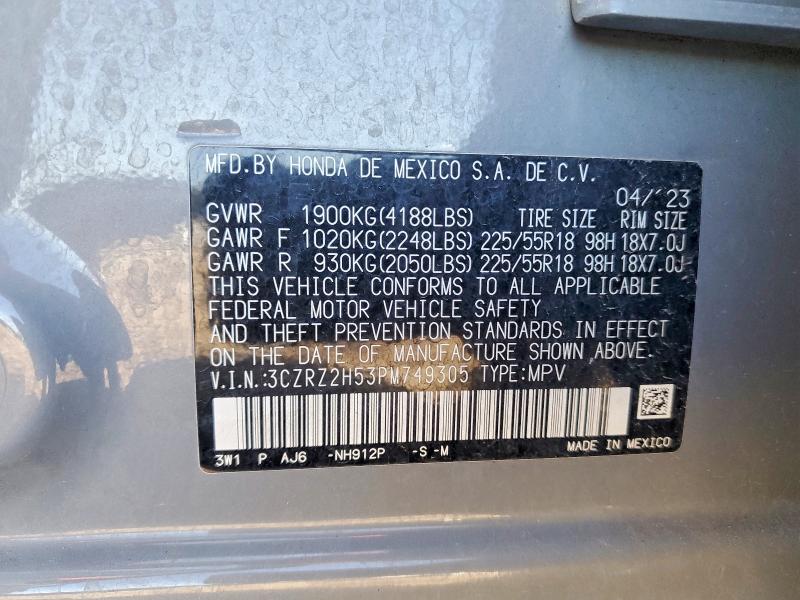 Продаж на аукціоні авто 2023 Honda Hr-v, vin: 3CZRZ2H53PM749305, номер лоту: 51876406