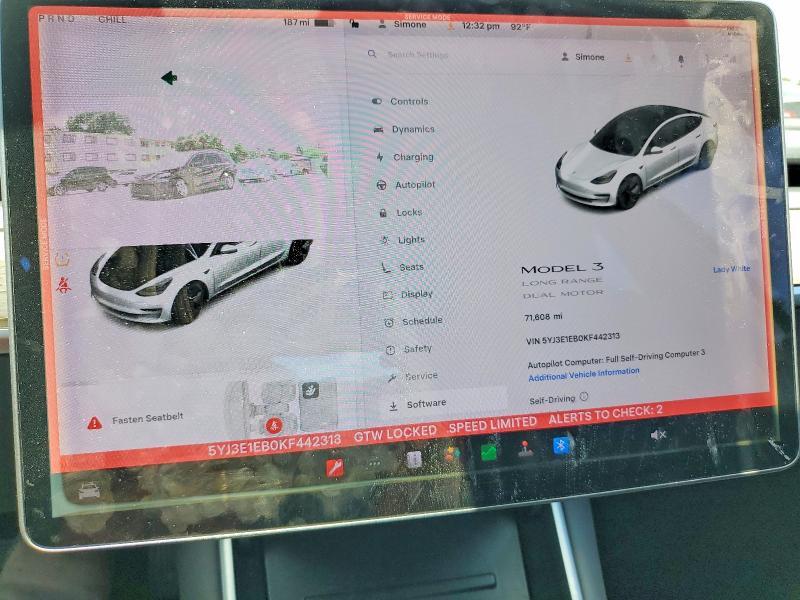 2019 Tesla Model 3 მანქანა იყიდება აუქციონზე, vin: 5YJ3E1EB0KF442313, აუქციონის ნომერი: 52350946