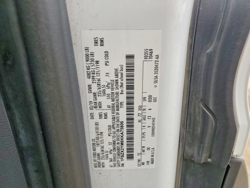 Продажа на аукционе авто 2019 Ford Transit, vin: 1FBZX2YM8KKA75806, номер лота: 53078566
