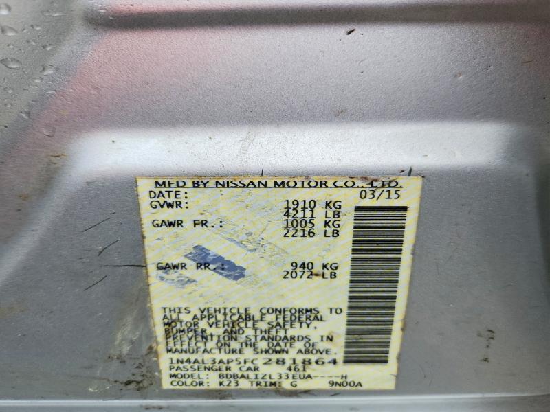 Aukcja sprzedaży 2015 Nissan Altima, vin: 1N4AL3AP5FC281864, numer aukcji: 54522076