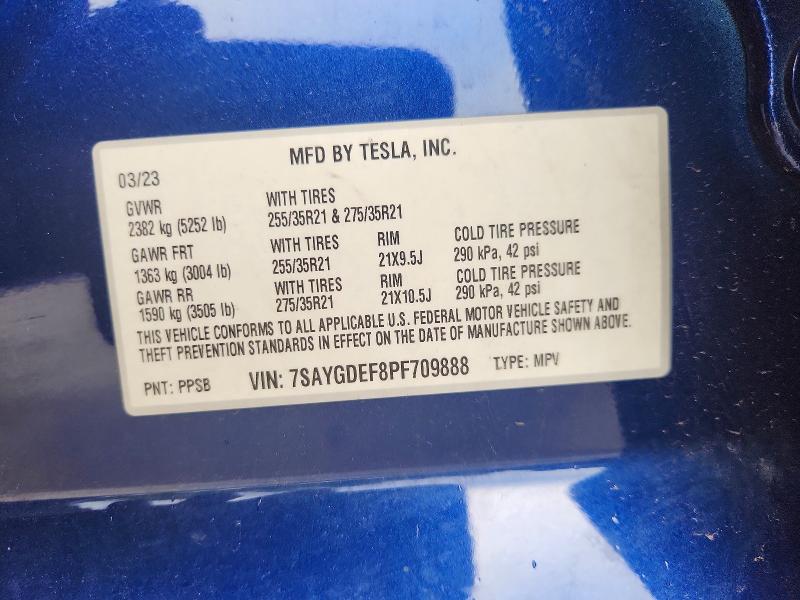 55413806 :رقم المزاد ، 7SAYGDEF8PF709888 vin ، 2023 Tesla Model Y مزاد بيع