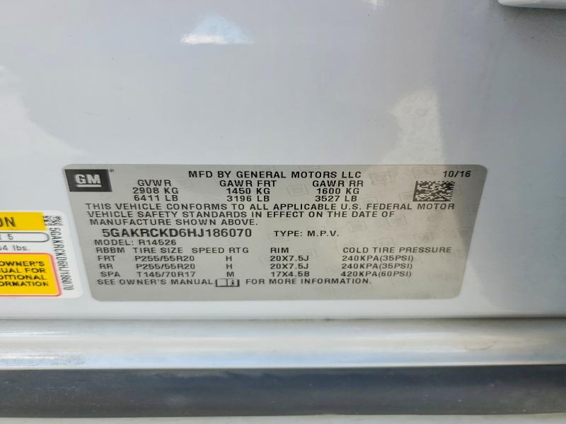 54507926 :رقم المزاد ، 5GAKRCKD6HJ186070 vin ، 2017 Buick Enclave مزاد بيع