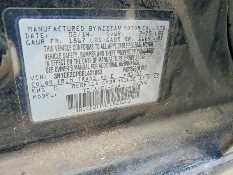 51524226 :رقم المزاد ، 3N1CE2CP0EL421863 vin ، 2014 Nissan Versa Note مزاد بيع