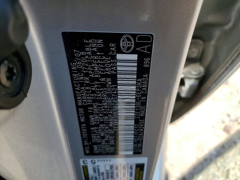 Aukcja sprzedaży 2008 Toyota Corolla, vin: 2T1BR30E98C857401, numer aukcji: 54187336