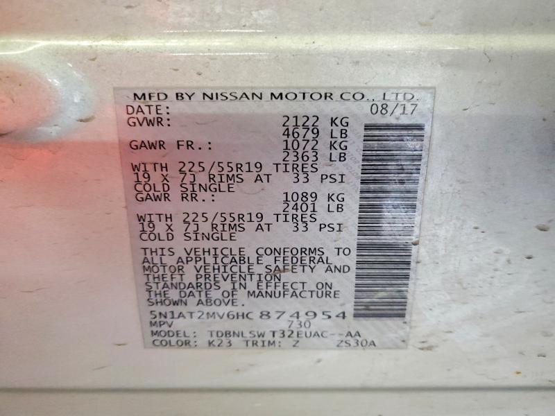 Продажа на аукционе авто 2017 Nissan Rogue, vin: 5N1AT2MV6HC874954, номер лота: 55200476