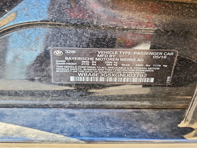 55074606 :رقم المزاد ، WBA8E3G5XGNU03792 vin ، 2016 Bmw 328 مزاد بيع