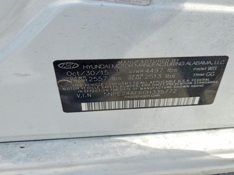Продажа на аукционе авто 2016 Hyundai Sonata, vin: 5NPE24AF6GH335772, номер лота: 52301386