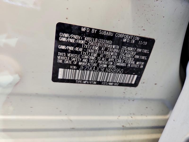 2020 Subaru Forester მანქანა იყიდება აუქციონზე, vin: JF2SKAJC9LH468950, აუქციონის ნომერი: 52322776