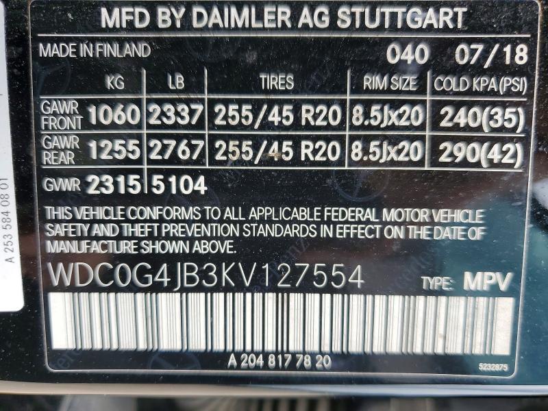 Продаж на аукціоні авто 2019 Mercedes-benz Glc, vin: WDC0G4JB3KV127554, номер лоту: 53203296