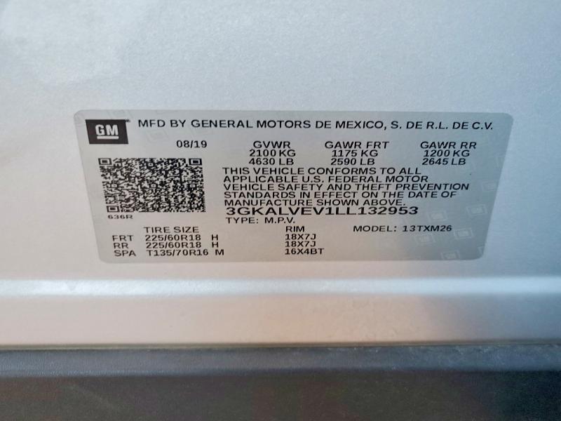 2020 Gmc Terrain მანქანა იყიდება აუქციონზე, vin: 3GKALVEV1LL132953, აუქციონის ნომერი: 52093576