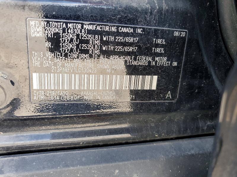 Продаж на аукціоні авто 2020 Toyota Rav4, vin: 2T3P1RFV1LC130423, номер лоту: 53948956