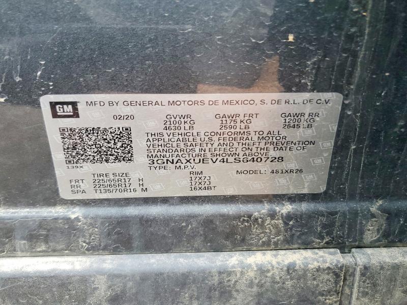 54519436 :رقم المزاد ، 3GNAXUEV4LS640728 vin ، 2020 Chevrolet Equinox مزاد بيع