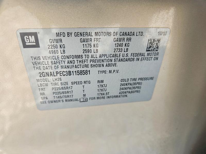 Продажа на аукционе авто 2011 Chevrolet Equinox, vin: 2GNALPEC3B1158581, номер лота: 53933316