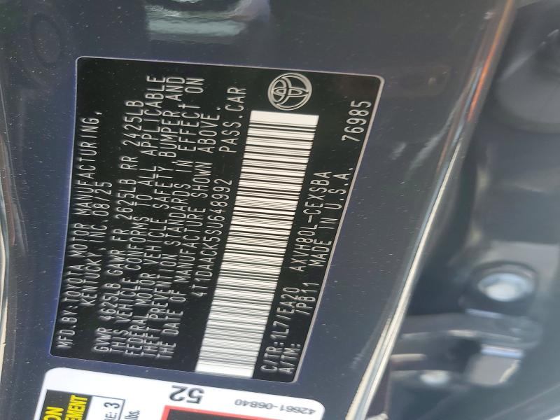2025 Toyota Camry მანქანა იყიდება აუქციონზე, vin: 4T1DAACK5SU648992, აუქციონის ნომერი: 52016346