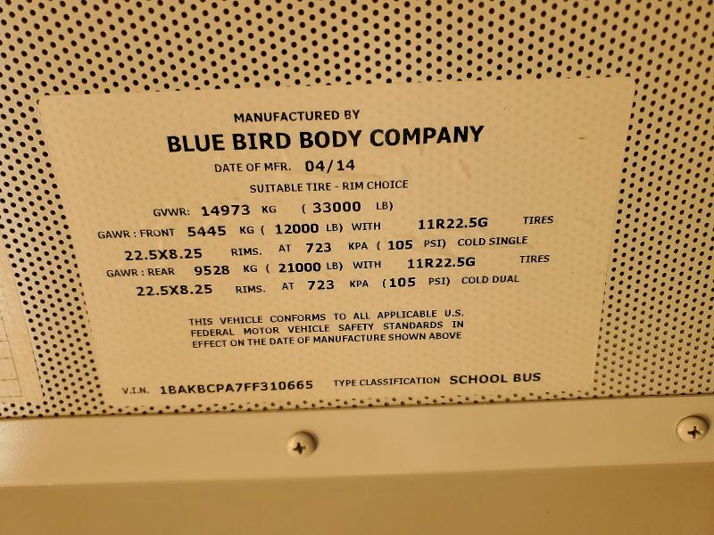 Aukcja sprzedaży 2015 Bluebird Expres4000, vin: 1BAKBCPA7FF310665, numer aukcji: 54415686