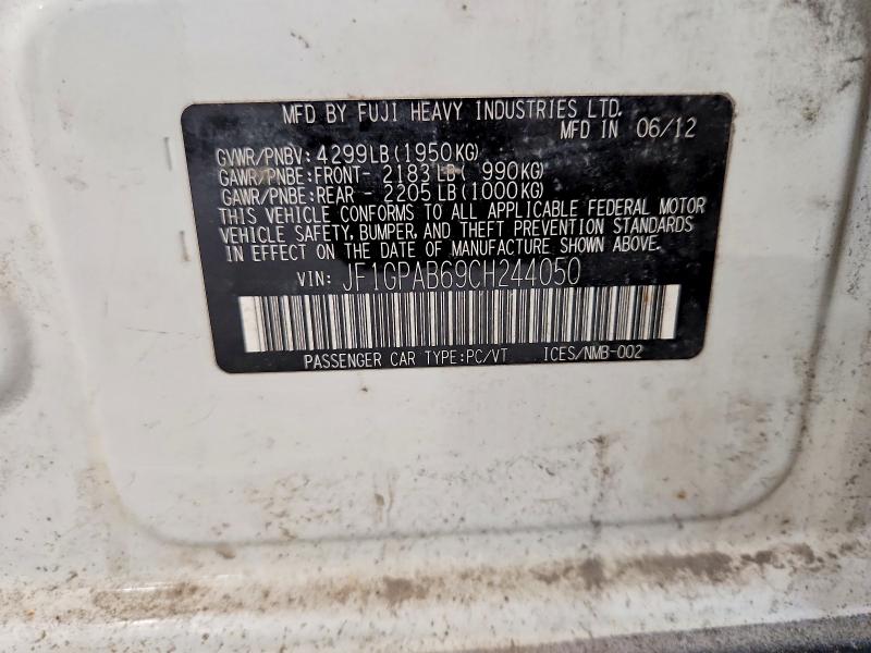 Продаж на аукціоні авто 2012 Subaru Impreza, vin: JF1GPAB69CH244050, номер лоту: 54390636