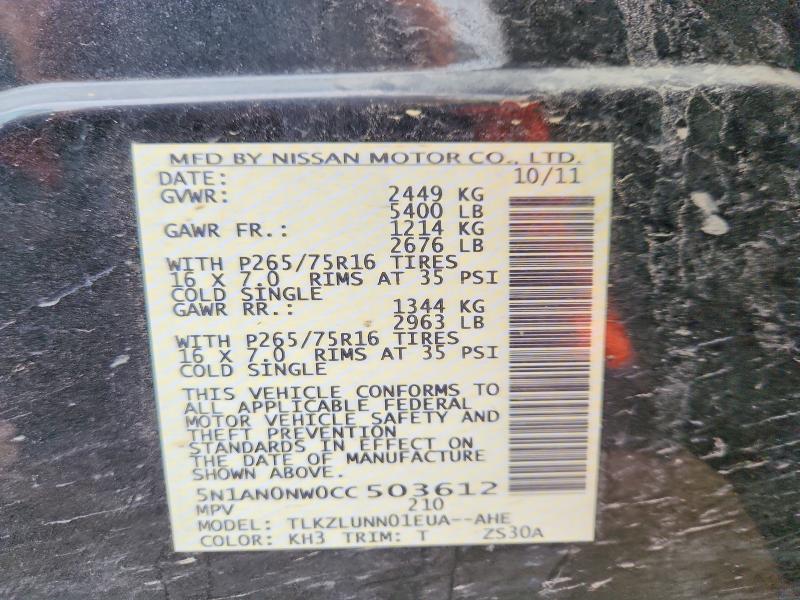 Aukcja sprzedaży 2012 Nissan Xterra, vin: 5N1AN0NW0CC503612, numer aukcji: 53910626