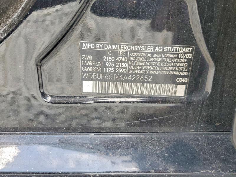 Продажа на аукционе авто 2004 Mercedes-benz E, vin: WDBUF65JX4A422652, номер лота: 54105206